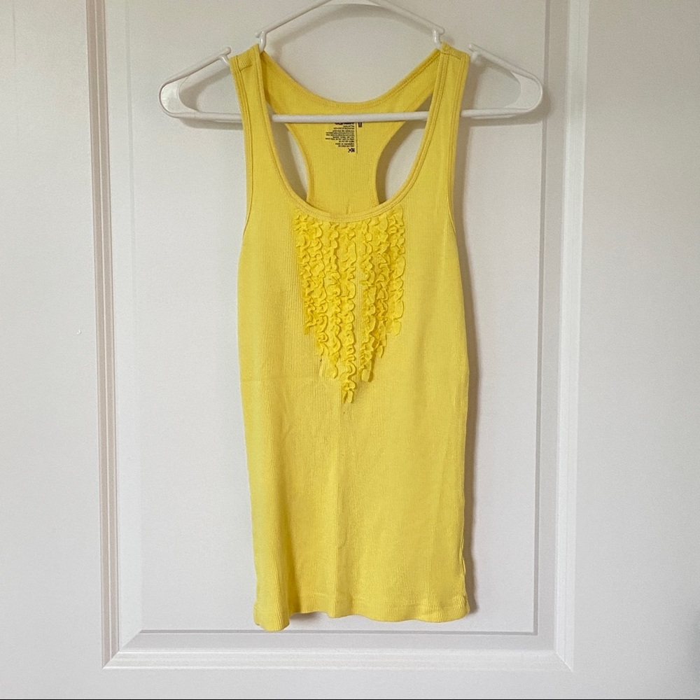 Old Navy Yellow Racerback Tanktop with Ruffle Detail, Size M